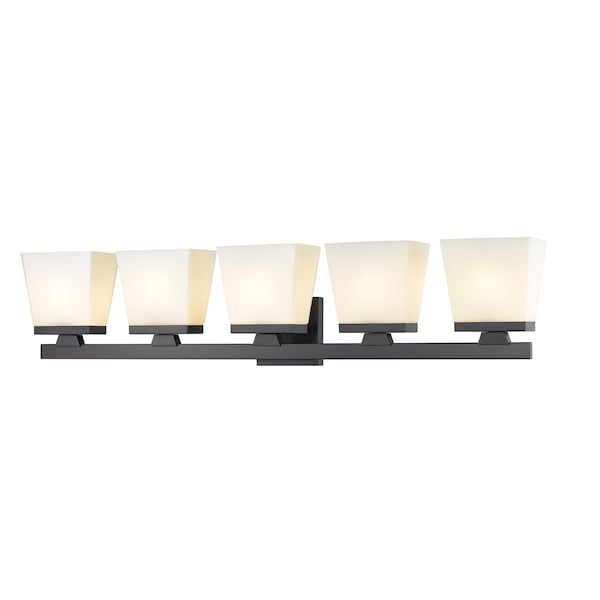 Z-Lite Astor 5 Light Vanity, Matte Black & Etched Opal 1937-5V-MB - main